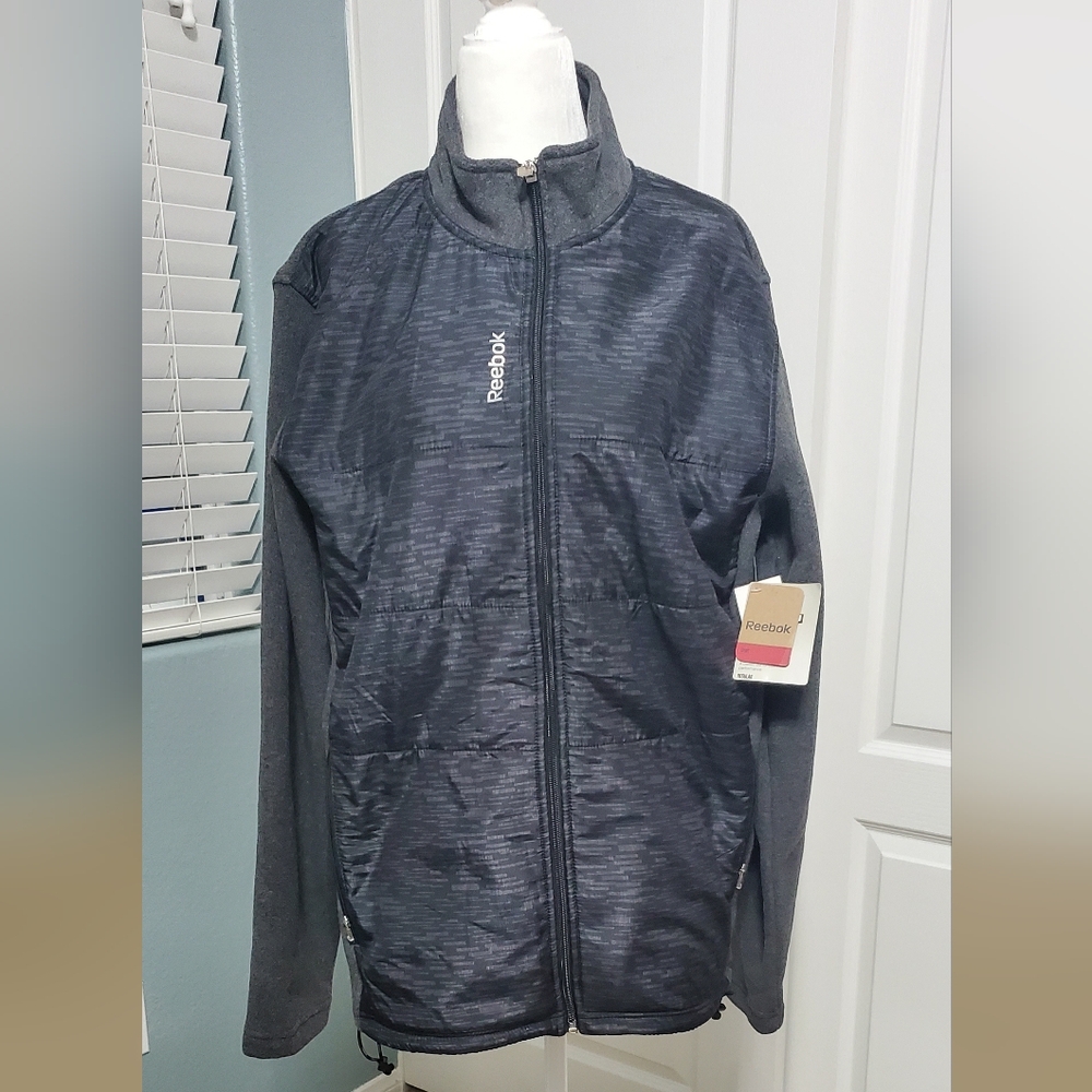 Reebok Charcoal and Black Full-Zip Jacket